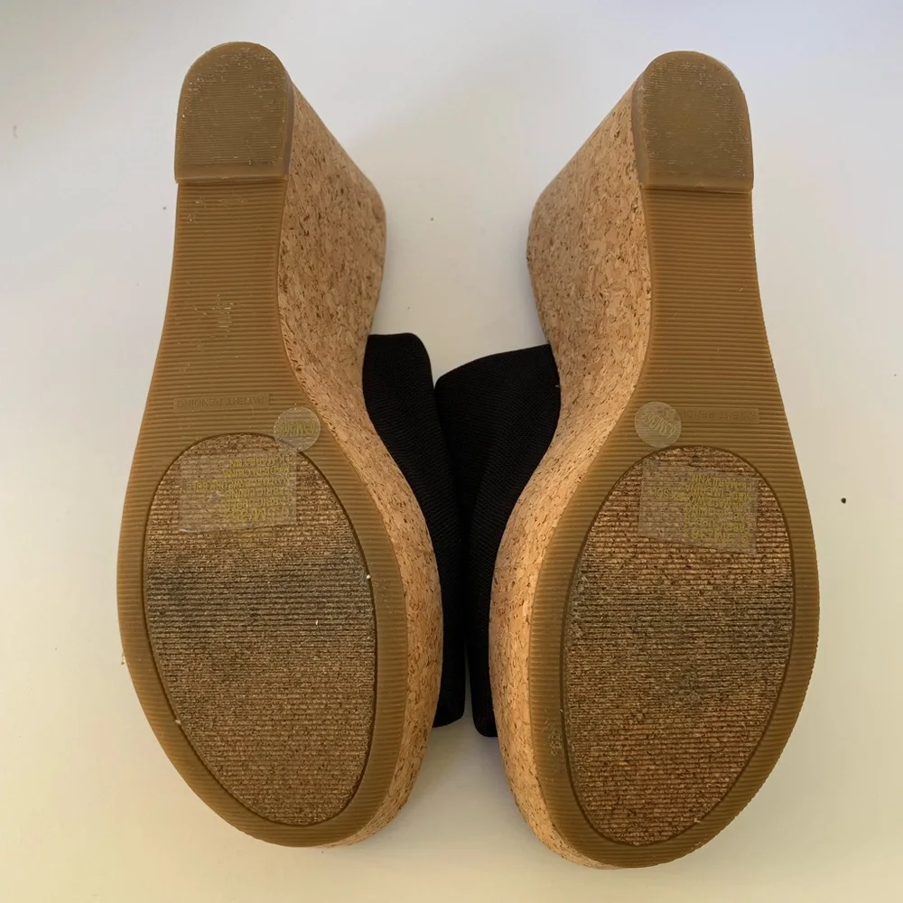 Lucky Brand Navy Fabric Cork Wedge Slide